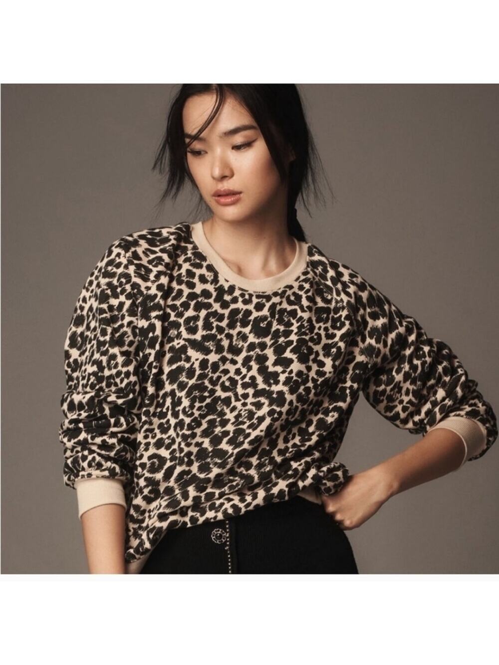 Anthropologie Leopard Print Sweater Sz Small
